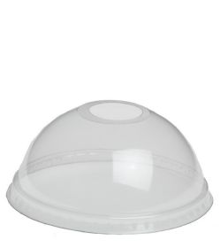Plastic deksel PET Ø94,7mm domed met opening 